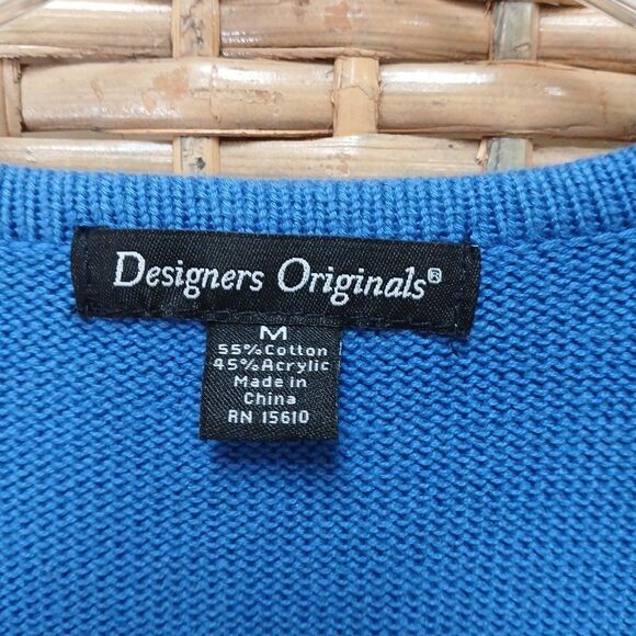 Designers Originals Sweater Medium Blue Drawstring V Neck Long Sleeve Cozy Comfy - Picture 4 of 9